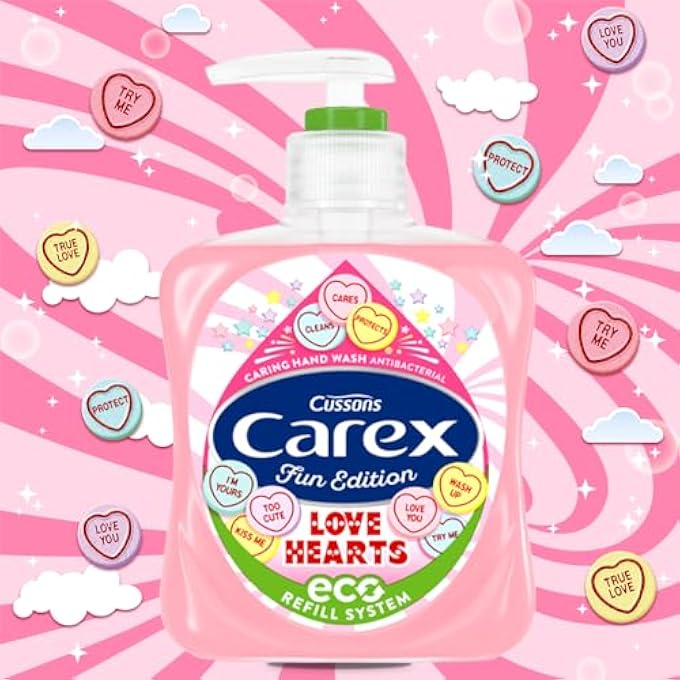 careX FUN EDITIONS LOVE HEARTS HAND WASH PACK OF 6, ANTIBACTERIAL HAND SOAP WITH FUN EDITION SWIZZLES LOVE HEARTS FRAGRANCE, SOAP THAT CLEANS, CARES AND PROTECTS, 250ML - Image 4